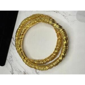 Vintage Rare 80s Twisty Shiny 7” Gold Bangles Double the Fun!